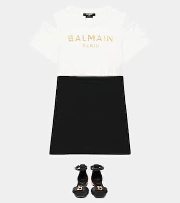Logo faux leather sandals | Balmain Kids