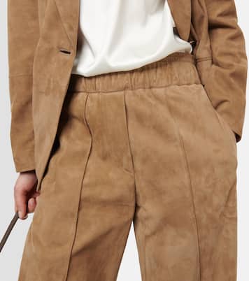 Pantaloni a gamba larga in suede | Brunello Cucinelli