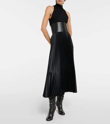 Falda midi de satén plisadan efecto cocodrilo | Alaïa