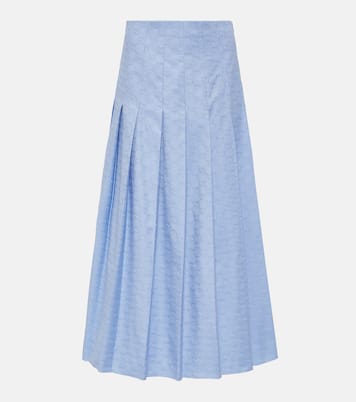 Falda midi plisada de algodón con GG Supreme | Gucci