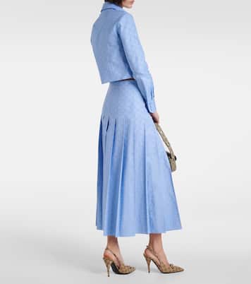 Falda midi plisada de algodón con GG Supreme | Gucci