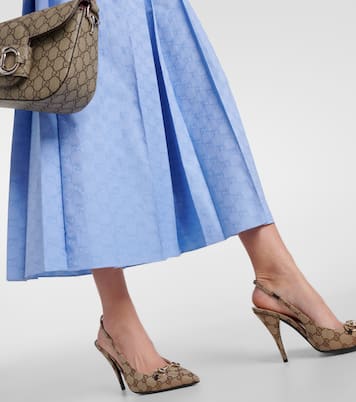 Falda midi plisada de algodón con GG Supreme | Gucci