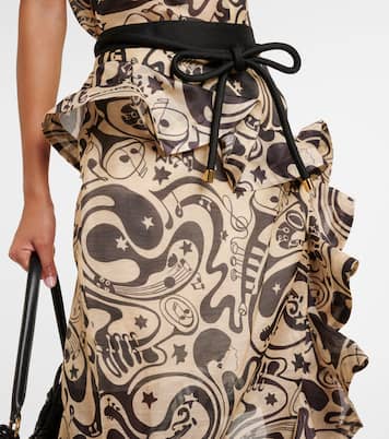 Falda midi Matchmaker de lino y seda | Zimmermann