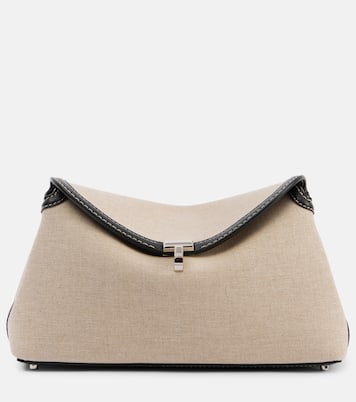 Clutch T-Lock in canvas con pelle | Toteme