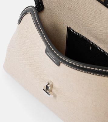 Clutch T-Lock in canvas con pelle | Toteme