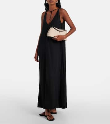 Clutch T-Lock in canvas con pelle | Toteme