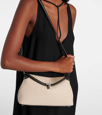 Clutch T-Lock in canvas con pelle | Toteme