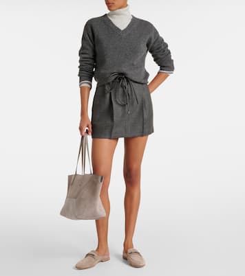 Borsa Duo Large in suede | Brunello Cucinelli