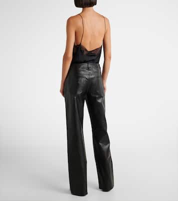 Gerade High-Rise-Hose Tess aus Lederimitat | 7 For All Mankind