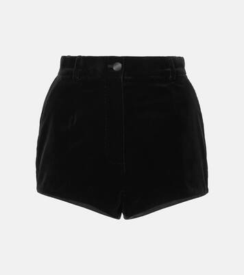 Shorts in velluto di cotone e seta a vita alta | Dolce&Gabbana
