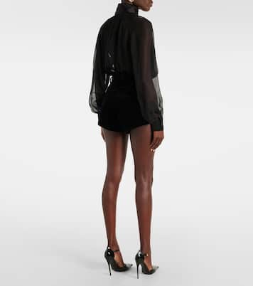 Shorts in velluto di cotone e seta a vita alta | Dolce&Gabbana