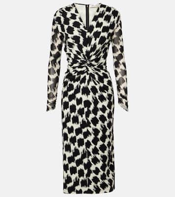 Libra printed gathered midi dress | Diane von Furstenberg