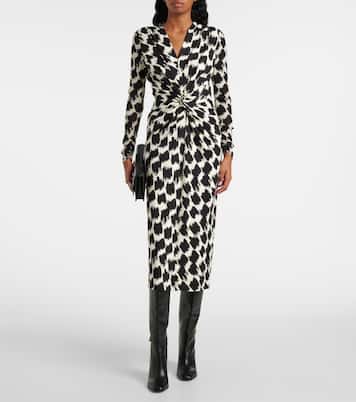 Libra printed gathered midi dress | Diane von Furstenberg