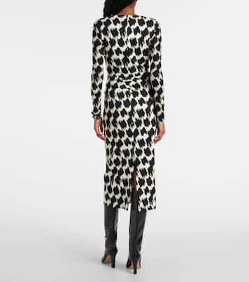 Libra printed gathered midi dress | Diane von Furstenberg