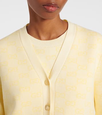 Cárdigan de algodón con GG en jacquard | Gucci