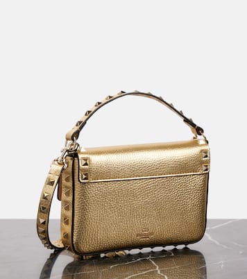 Schultertasche Rockstud Mini aus Metallic-Leder | Valentino Garavani