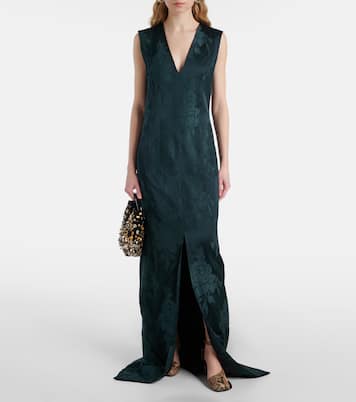 Abito lungo in jacquard floreale | Dries Van Noten