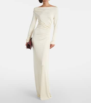 Draped off-shoulder jersey gown | Victoria Beckham