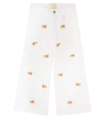Embroidered cotton-blend twill pants | Fábula