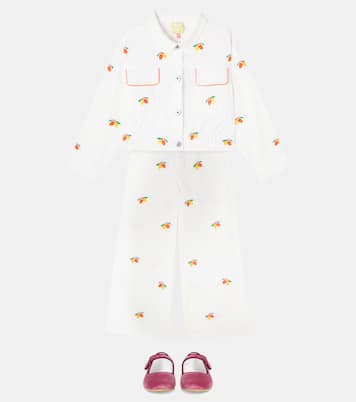 Embroidered cotton-blend twill pants | Fábula