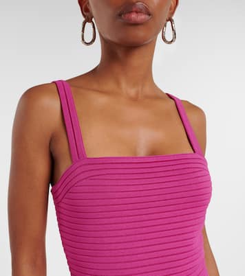 Vallarie ribbed-knit sheer midi dress | Simkhai