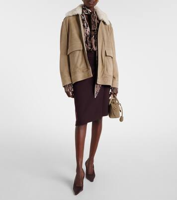 Drey shearling-trimmed suede jacket | Nour Hammour