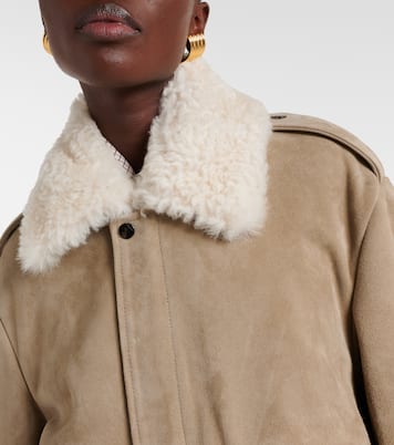 Drey shearling-trimmed suede jacket | Nour Hammour