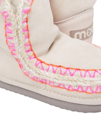 Embroidered shearling-lined suede boots | Mou Kids