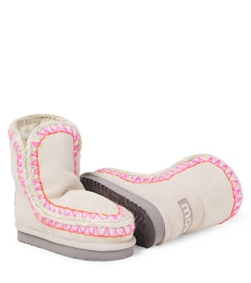 Embroidered shearling-lined suede boots | Mou Kids
