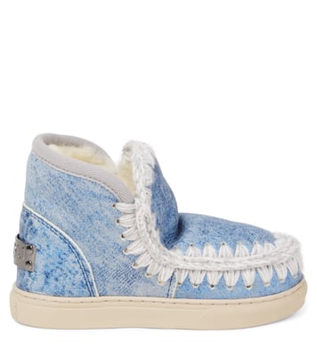 Embroidered shearling-lined suede boots | Mou Kids