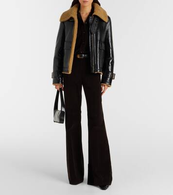 Chaqueta Danika de piel con borrego | Veronica Beard