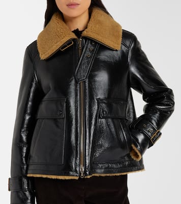 Chaqueta Danika de piel con borrego | Veronica Beard