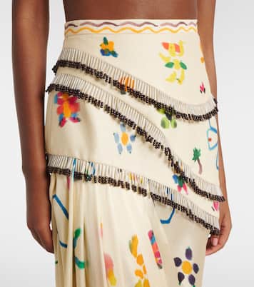 Sidi embellished linen-blend midi skirt | Alémais
