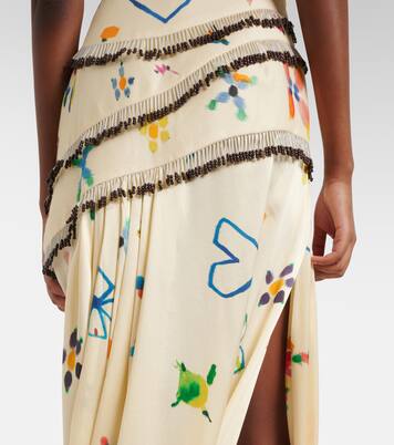 Sidi embellished linen-blend midi skirt | Alémais