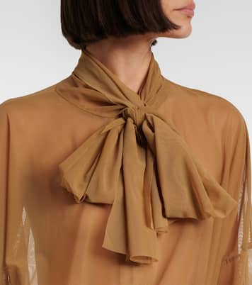 Sheer tie-neck mesh bodysuit | Norma Kamali