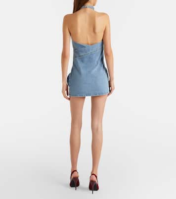 Floral-appliqué denim minidress | Magda Butrym