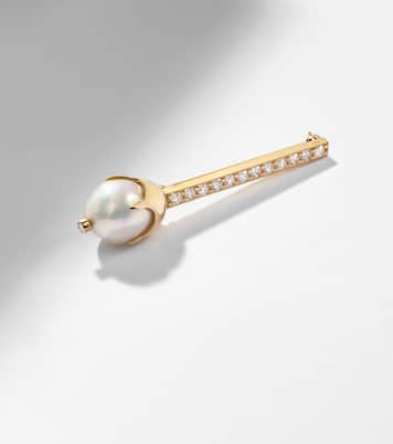 14kt gold brooch with diamonds and pearls | Mateo