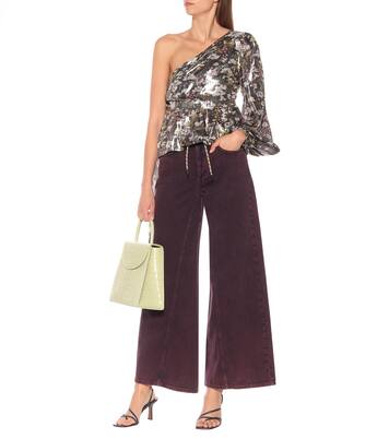 Floral silk one-shoulder top | Ganni