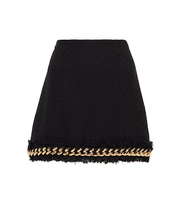 Minifalda de tweed adornada con cadenas | Versace