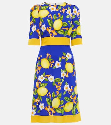 Abito midi in misto seta con stampa | Dolce&Gabbana