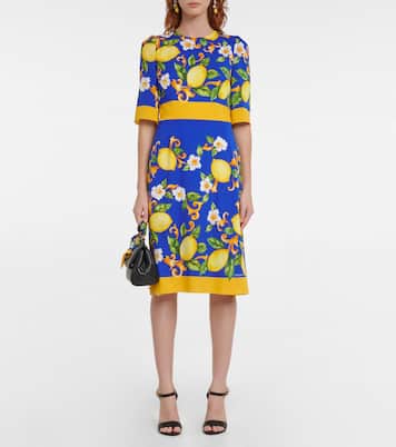Abito midi in misto seta con stampa | Dolce&Gabbana