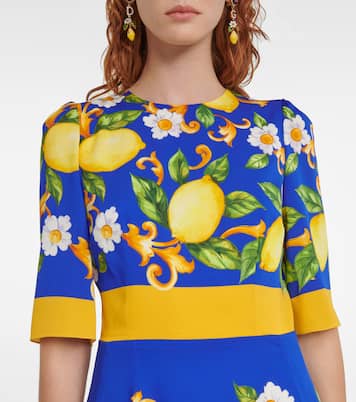 Abito midi in misto seta con stampa | Dolce&Gabbana