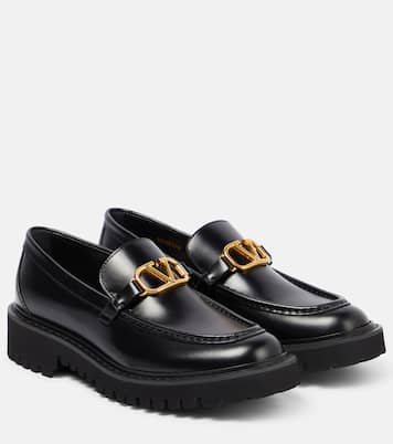 Mocassins VLogo en cuir en noir Valentino Garavani Mytheresa