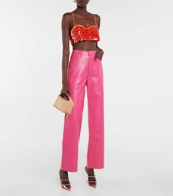Pantalon Rotie à taille haute en cuir synthétique | Rotate
