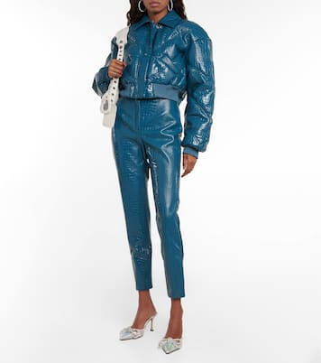 Croc-effect faux leather slim pants | Rotate