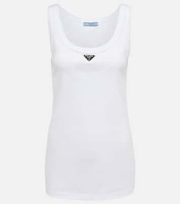 Tank top de algodón con logo | Prada