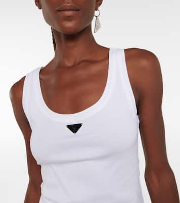 Tank top de algodón con logo | Prada