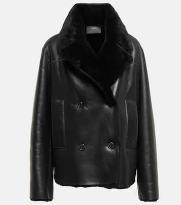 Chaqueta cruzada de piel con borrego | Joseph