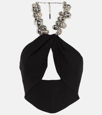 Embellished ponte jersey crop top | Area