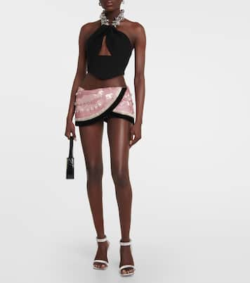 Embellished ponte jersey crop top | Area